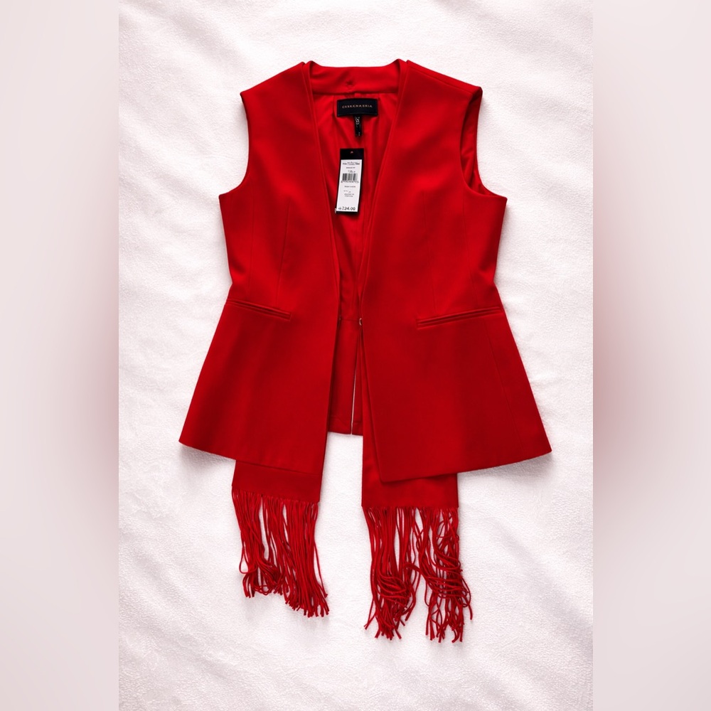 BCBGMaxAzria Vibrant Poinsettia Jared Vest Sz.Large NWT